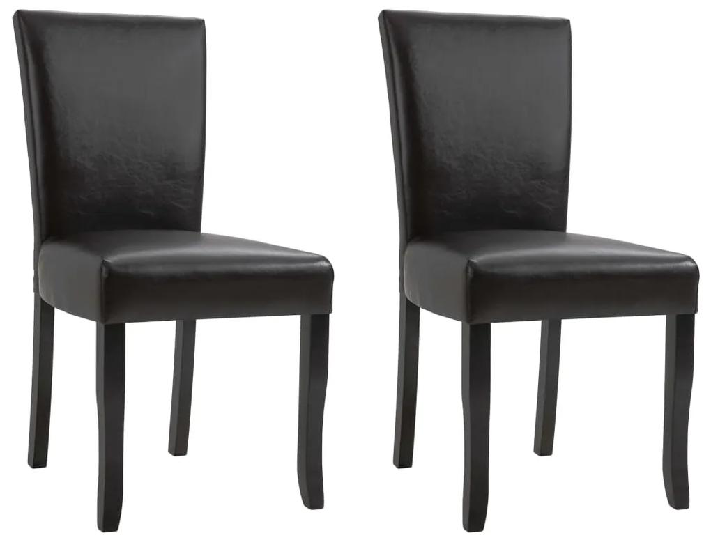 Jedálenské stoličky 2 ks, tmavohnedé, umelá koža 249040