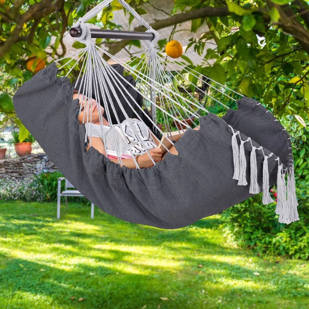 Závesné kreslo MANDY 170x100x150 cm, tmavosivé Detex