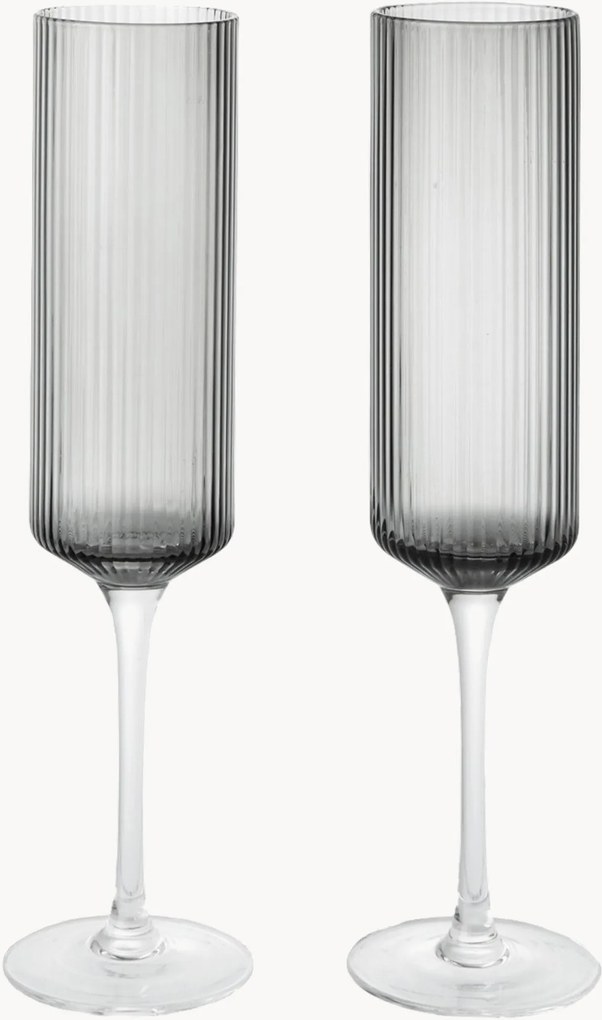 Ručne fúkané poháre na šampanské Ripple, 2 ks