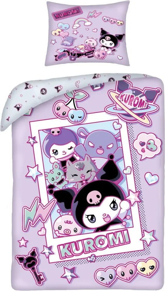 Posteľné obliečky z mikrovlákna Kuromi - motív Galaxy Pop - 70x90 cm + 140x200 cm