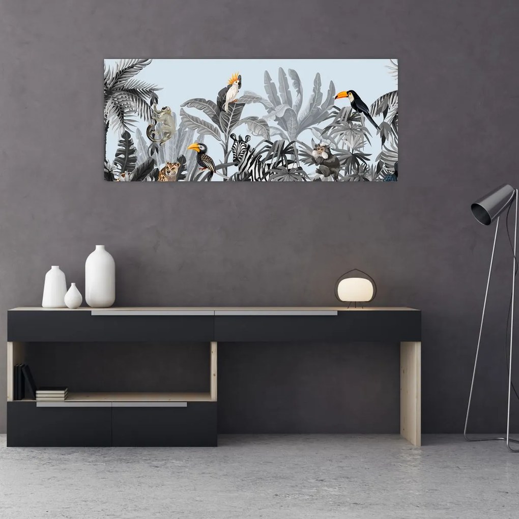 Obraz zvierat v tropickom lese (120x50 cm)