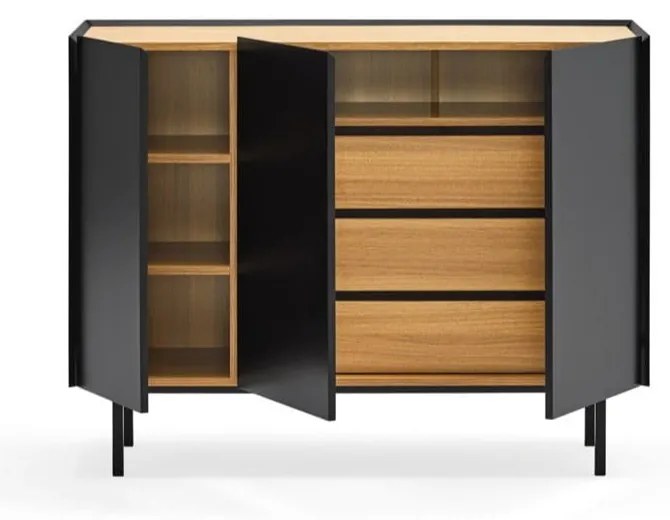 Čierna/v prírodnej farbe nízka komoda v dekore duba 110x85 cm Arista – Teulat
