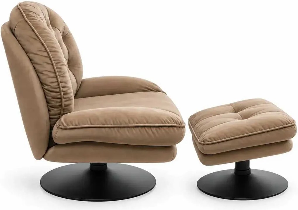 LuxuryForm DESIGN Otočné relaxačné kreslo LUNA s podnožkou - latte