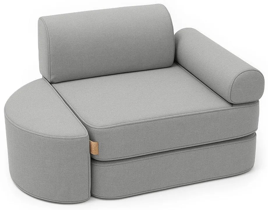 MeowBaby® Outzy detské kreslo/pohovka, feather-fog-gray