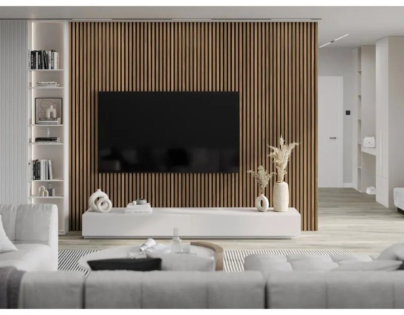 Mexen Lam-F, akustické stenové lamely 275 × 30 cm, plstený podklad 8 mm, technická dyha, orech svetlý, S105-275307-3015-017