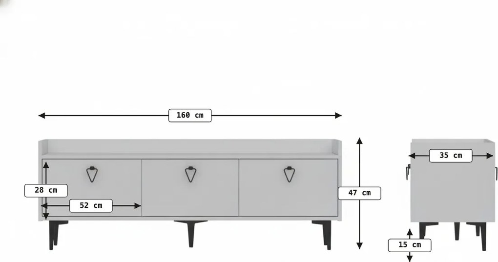TV stolík PIENA 160 cm, biely