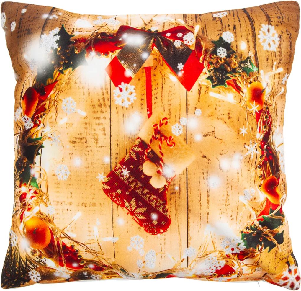 Forbyt Vianočná obliečka na vankúšik Veniec, 40 x 40 cm