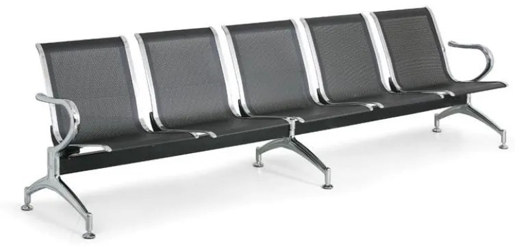 Kovová lavica do čakární STRONG, 5-sedadlo, čierna