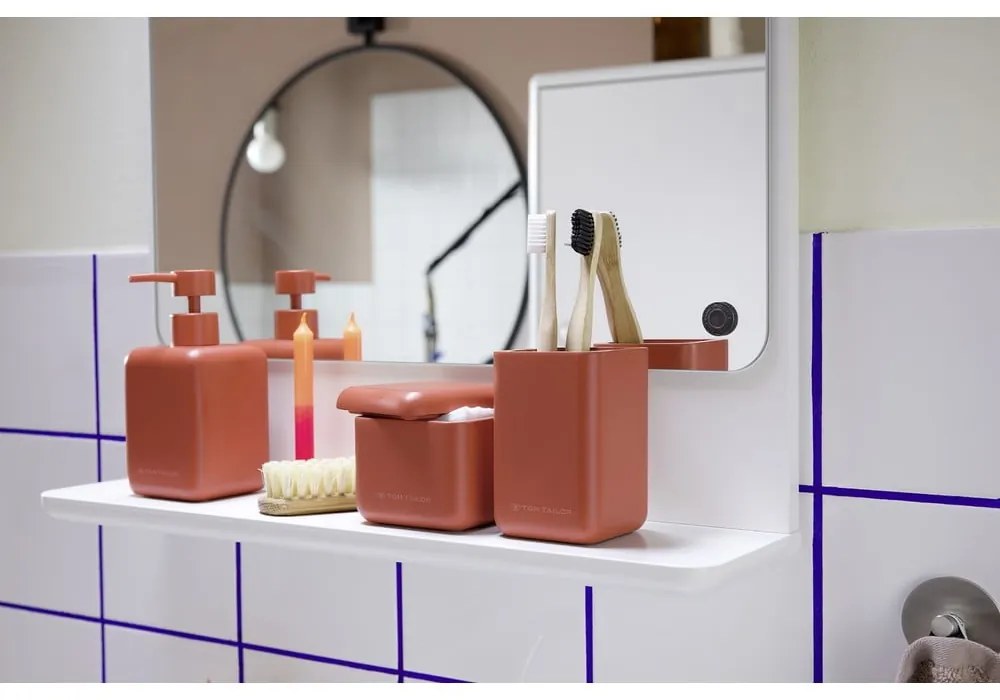 Oranžový kúpeľňový organizér na vatové tampóny z polyresínu Tom Tailor T-Rounded – Wenko