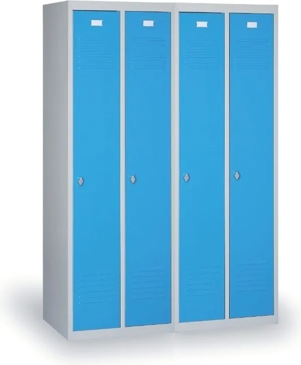 Kovová šatníková skrinka S2, 2-dverová, 1800 x 600 x 500 mm, otočný zámok, modré dvere