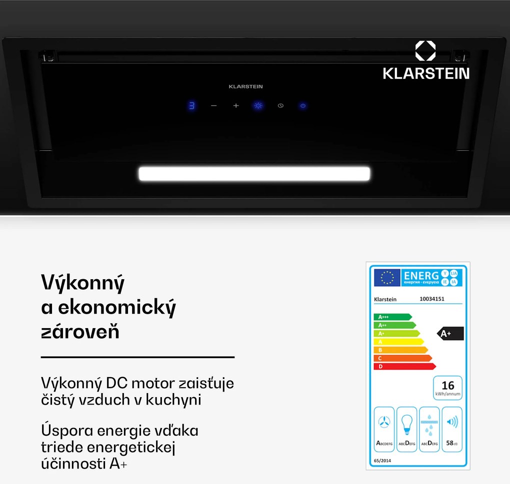 Klarstein Ventimate digestor, dotykové ovládanie, odsávanie/recirkulácia, EEK A+, 3 úrovne, LED, tichý