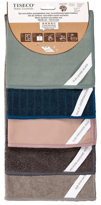Súprava 5 čistiacich utierok z mikrovlákna Tiseco Home Studio, 30 x 30 cm