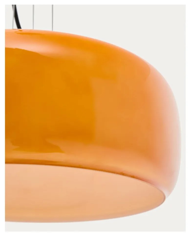 Oranžové LED závesné svietidlo so skleneným tienidlom ø 38 cm Reig – Kave Home