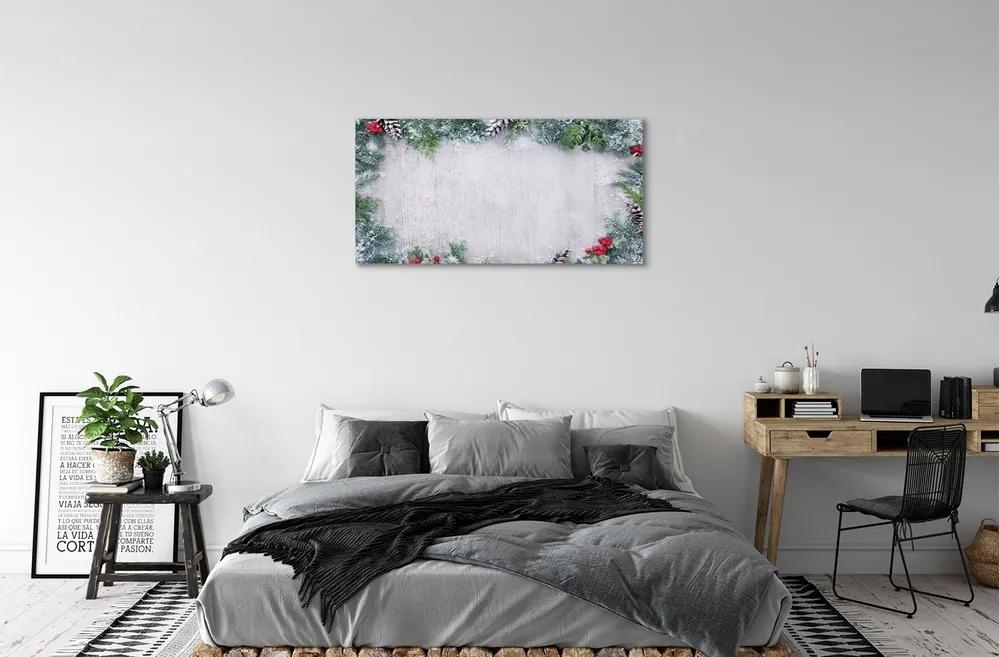 Obraz na plátne Snehové šišky, vetvičky 125x50 cm
