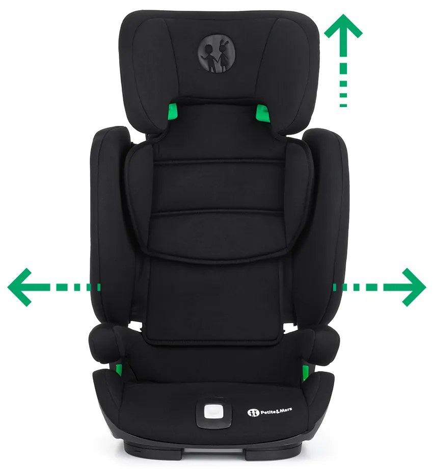PETITE&MARS Autosedačka Elite Fix i-size 100-150 cm Lava Black (15-36kg)