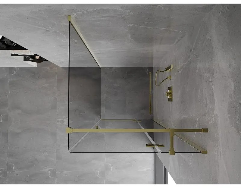 Mexen Mist H T, sprchový kút s výklopnými dverami pravý 95 x 95 cm, číre sklo, zlatá, 8A5T-095-095-50-00-P