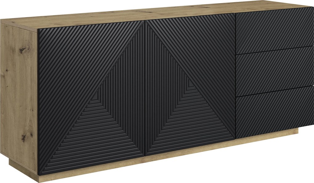 Dvojdverová komoda Asha 167 cm so zásuvkami - artisan / čierny mat