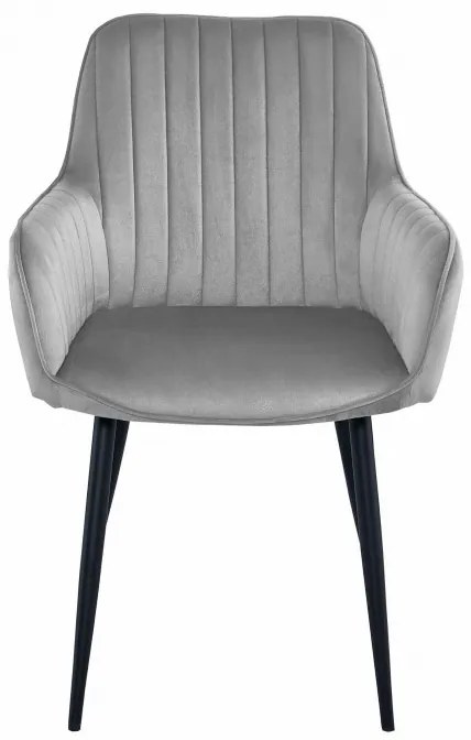 Jedálenská stolička SOLDEN zamatová strieborná / sivá (čierne nohy)