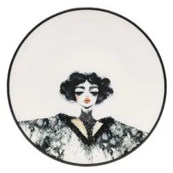 Jedálenská sada 4 ks čierna/biela/porcelán