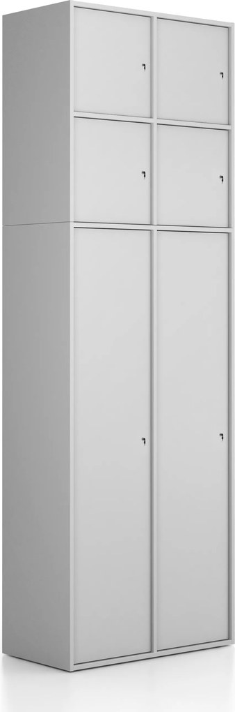 Nadstavba pre skrine FRAME, 4x dvere, 872 x 450 x 854 mm, cylindrický zámok, sivá