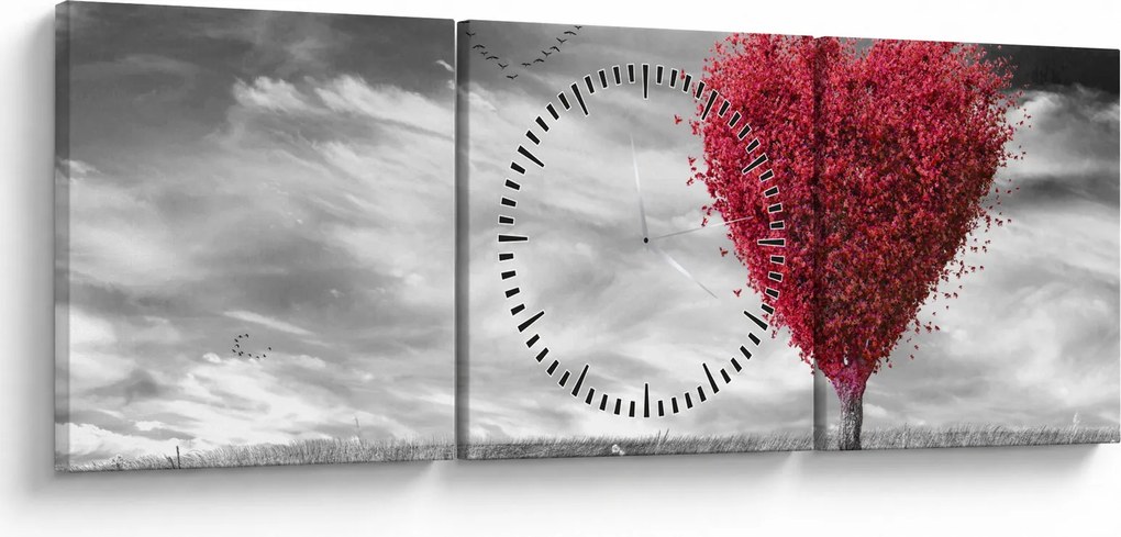 Obraz - Srdce korunou stromu (s hodinami) (90x30 cm)