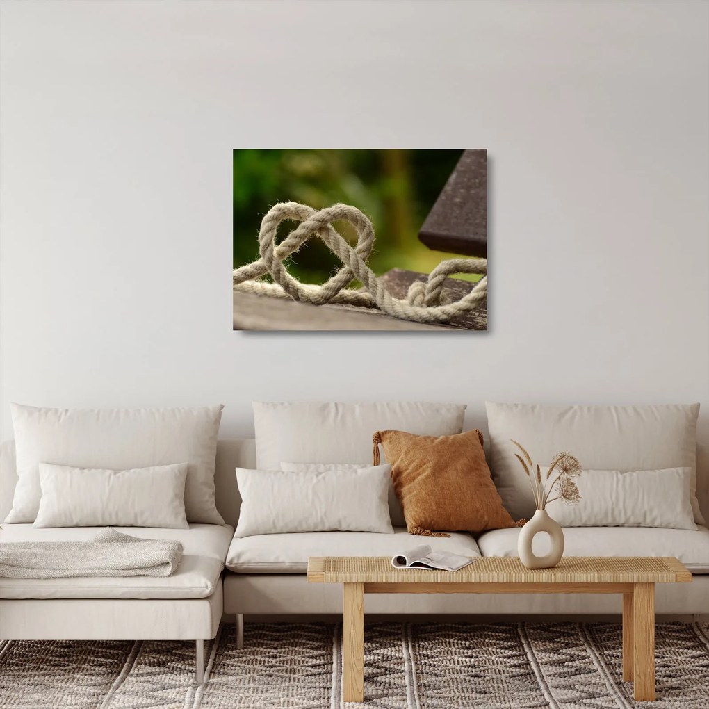Sklenený obraz srdce z lana (70x50 cm)