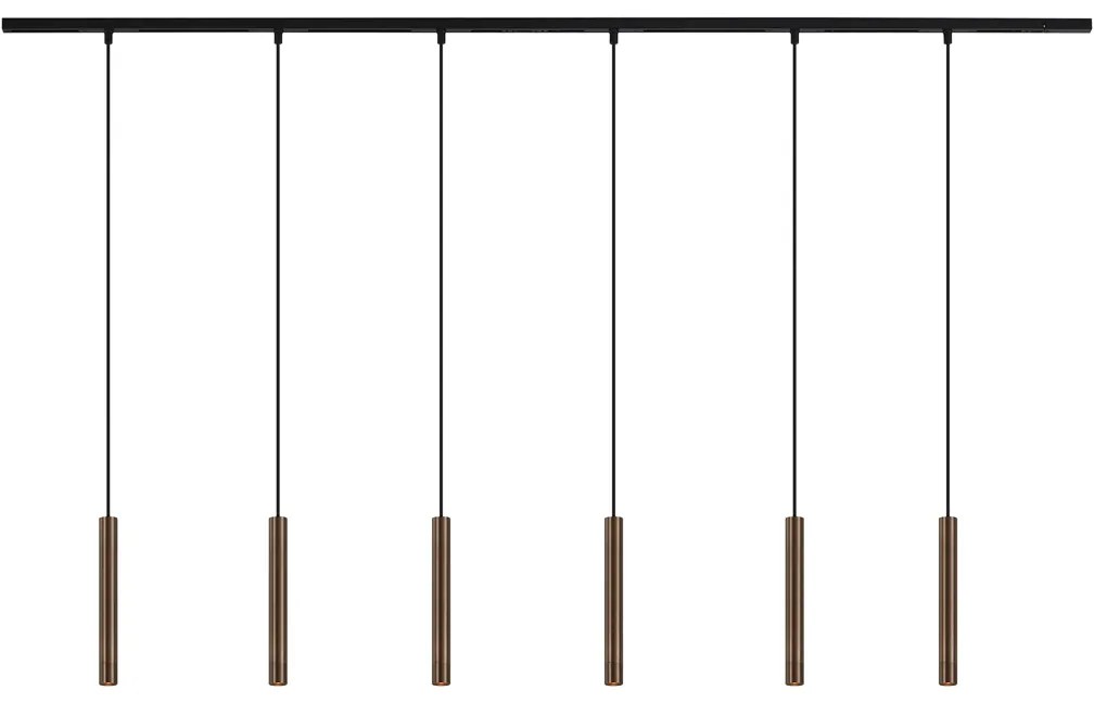 Moderný koľajnicový systém s 6 závesnými svetlami bronzový 1-fázový - Slimline Keno