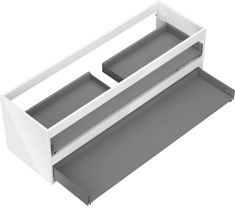 Mexen Box-A, závesná skrinka 140 cm, 2 zásuvky, biela lesklá, 91AX0-1400-470-2-00