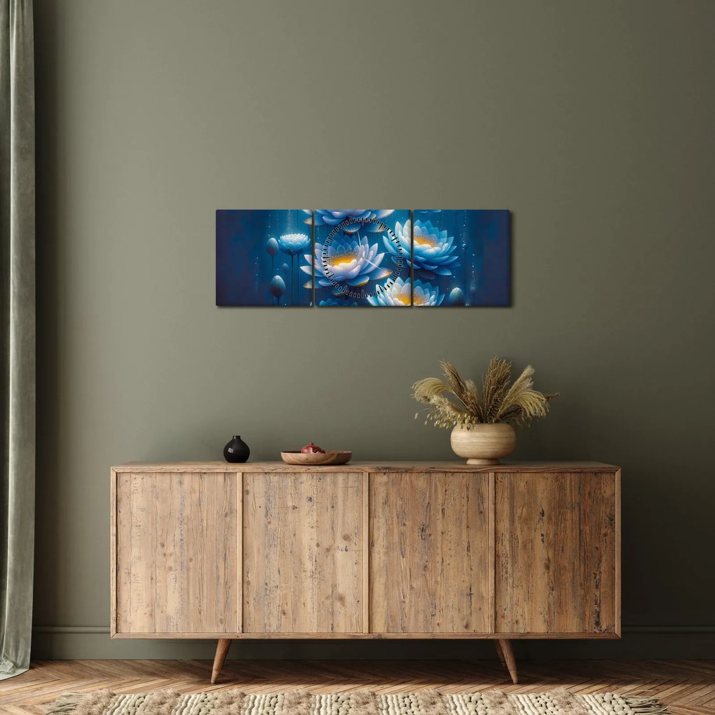Obraz - Lekná pod hladinou (s hodinami) (90x30 cm)