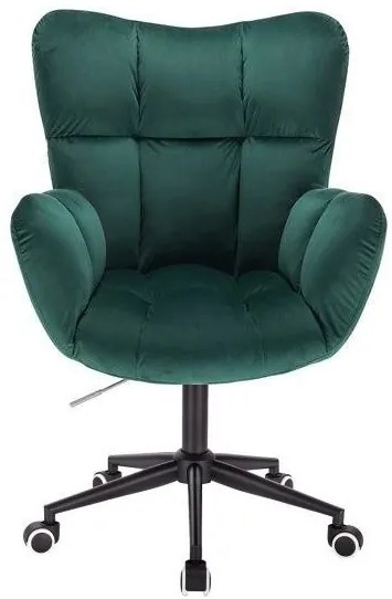 LuxuryForm DESIGN Kreslo AURORA VELUR na čiernej podstave s kolieskami - zelené