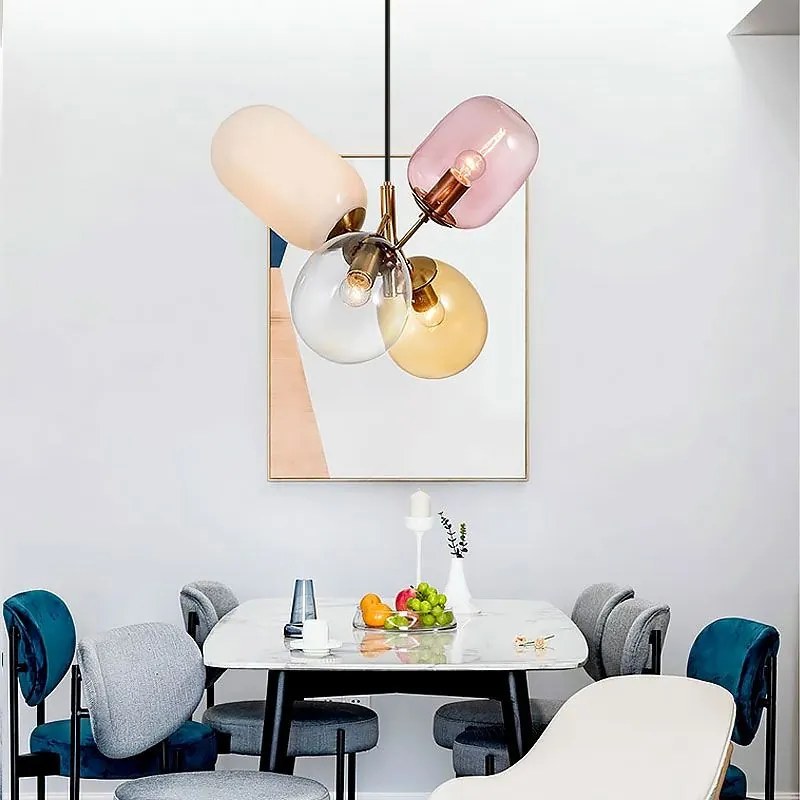 Toolight Toolight, Stropné svietidlo zo skla viacfarebné E14 60W APP436-4C, OSW-00565