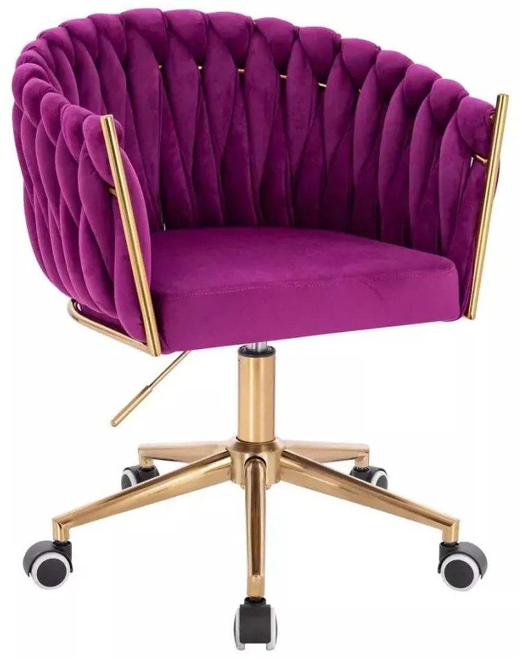 LuxuryForm DESIGN Kreslo NORDEN VELUR na zlatej podstave s kolieskami - fuchsia
