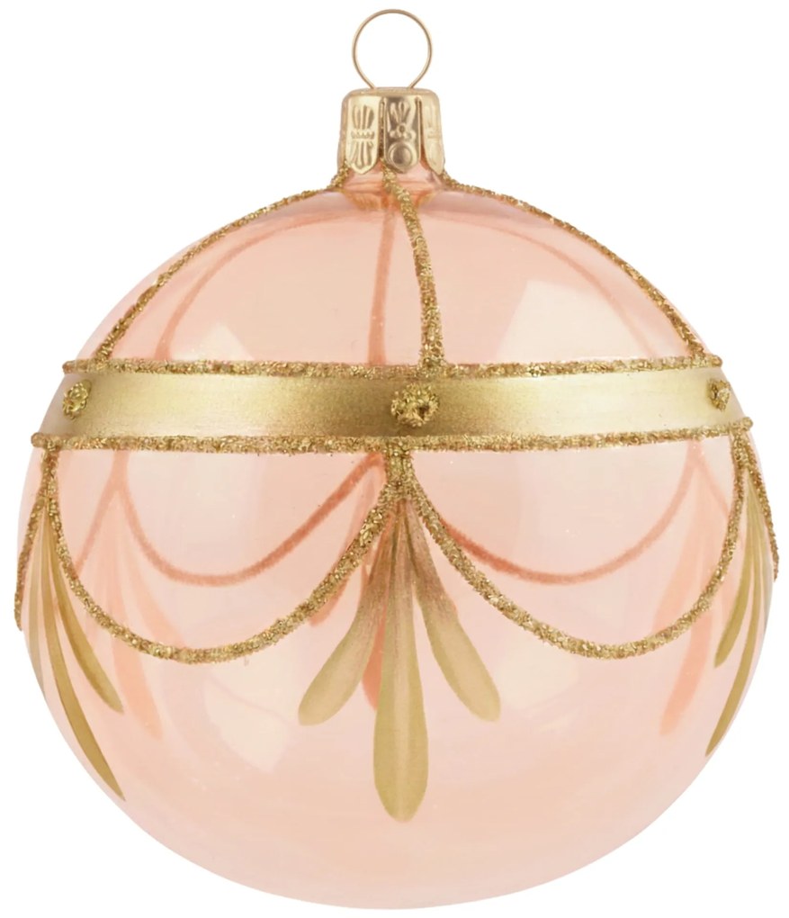 Bella Rose Sklenená vianočná ozdoba Guľa Ružová Lesk 2