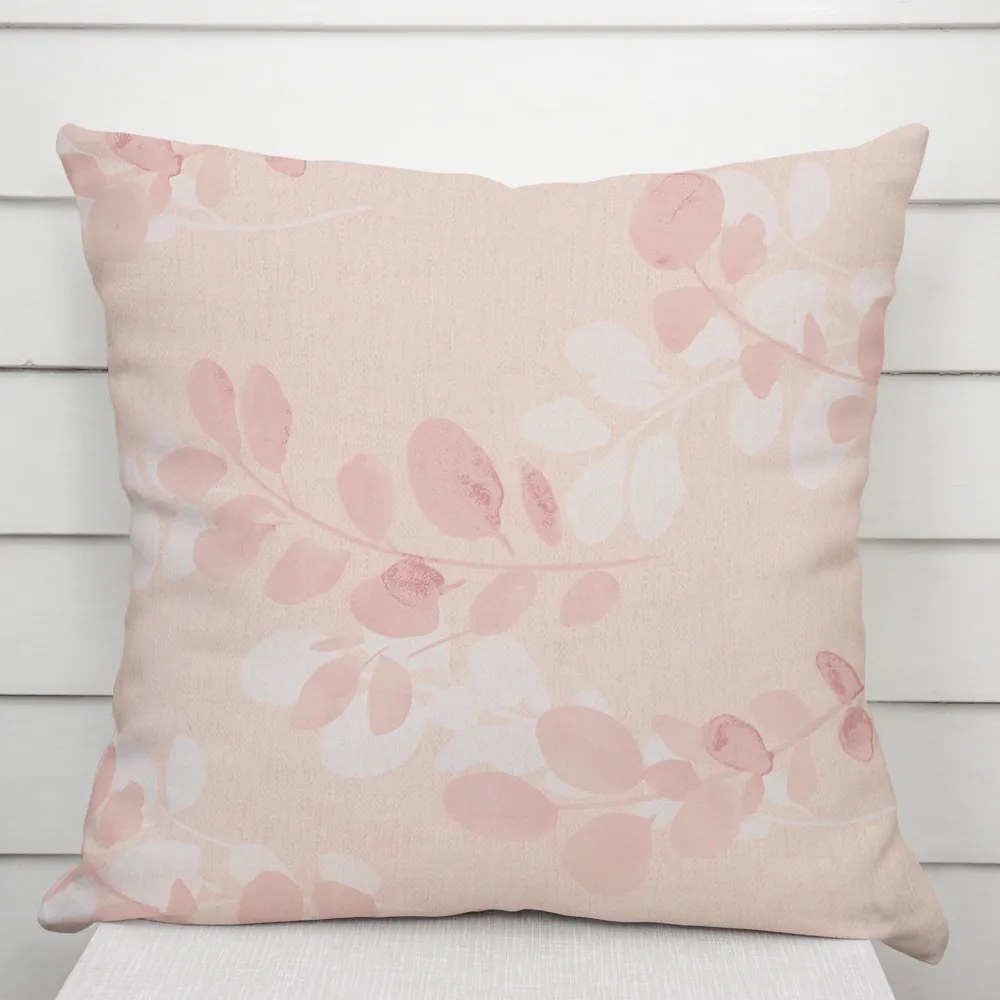 Biante Bavlnená obliečka na vankúš Sandra SA-682 Eukalyptové listy na pastelovo ružovom 50 x 50 cm