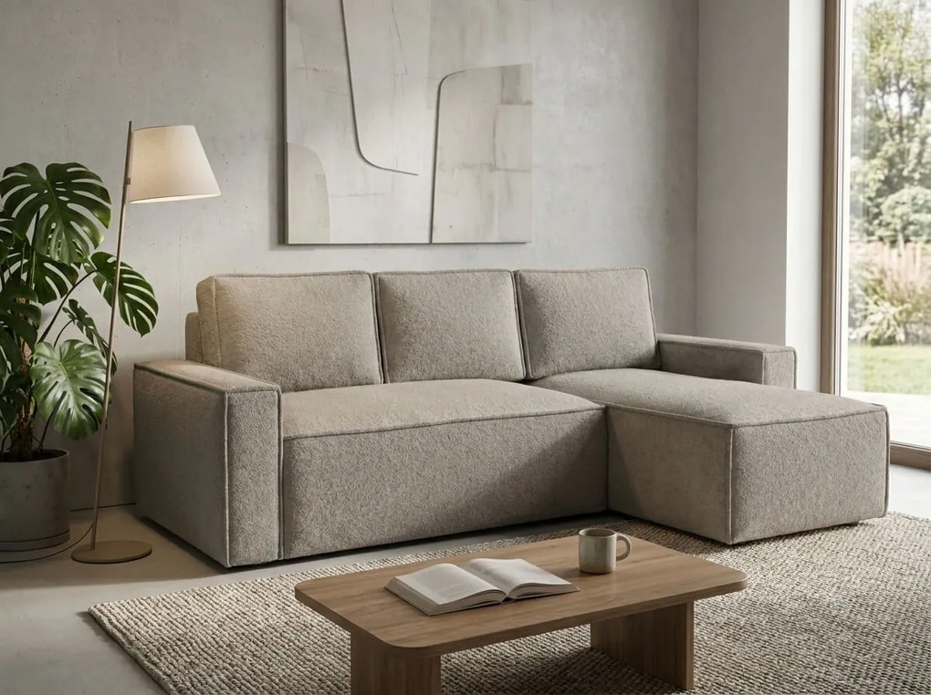 Rozkladacia obojstranná sedacia súprava do L SMART BOUCLE 232x143 cm, sivobéžová