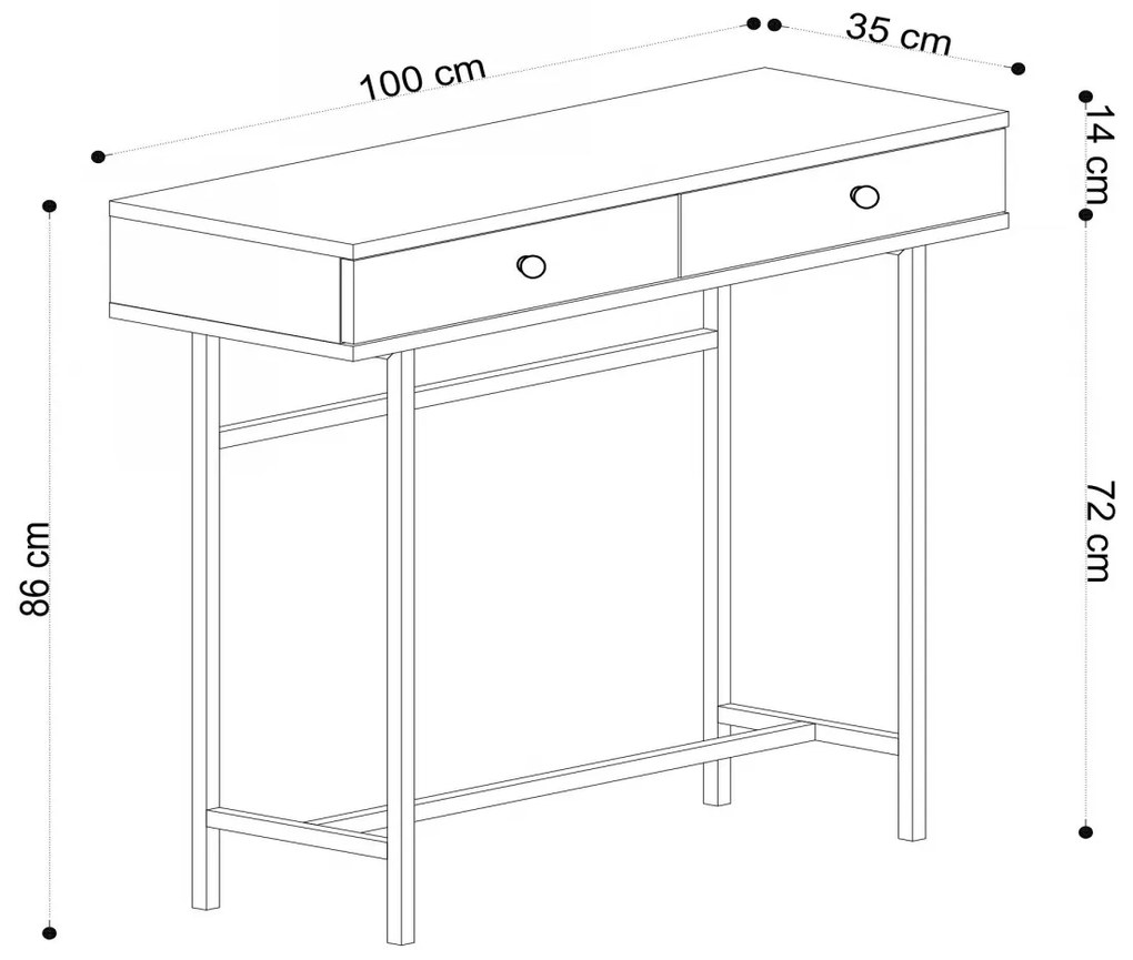 Konzolový stolík Esta 100 cm hnedý/čierny