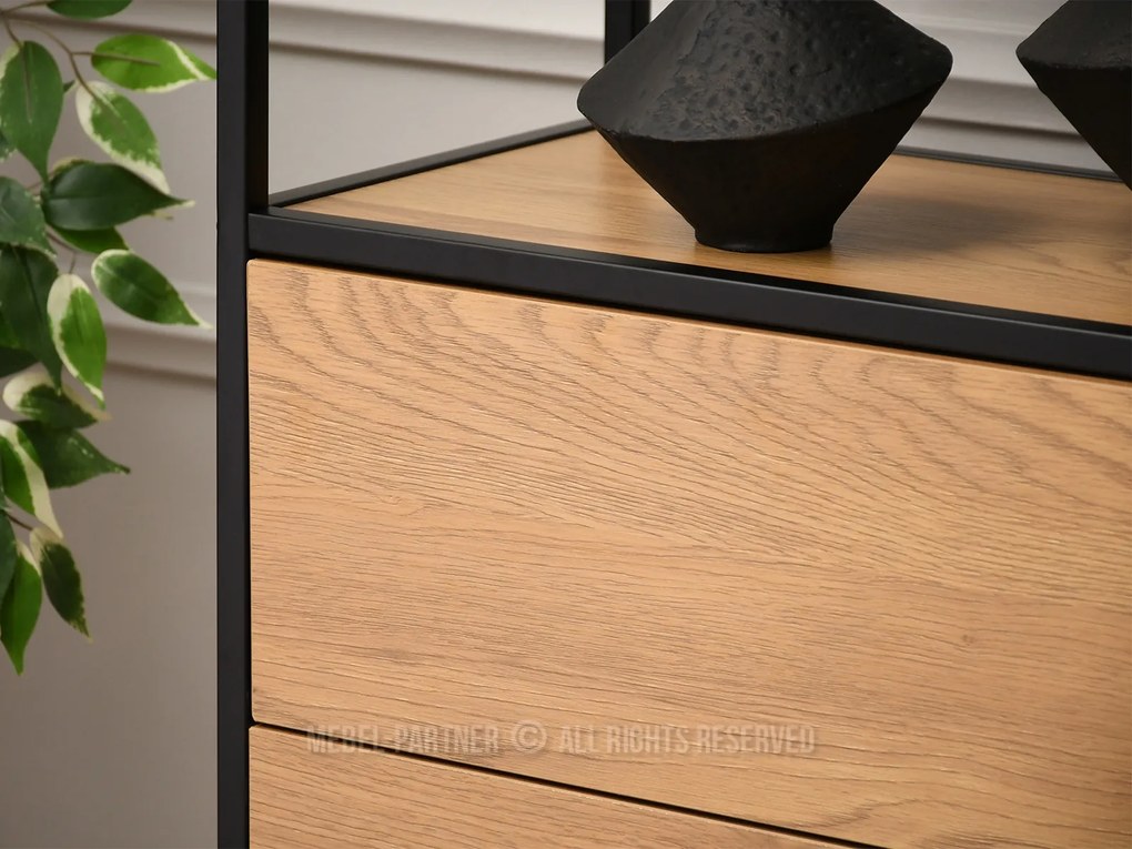 Regál Soren Reg (dub + čierna). Akcia -18%. Vlastná spoľahlivá doprava až k Vám domov. 1111379