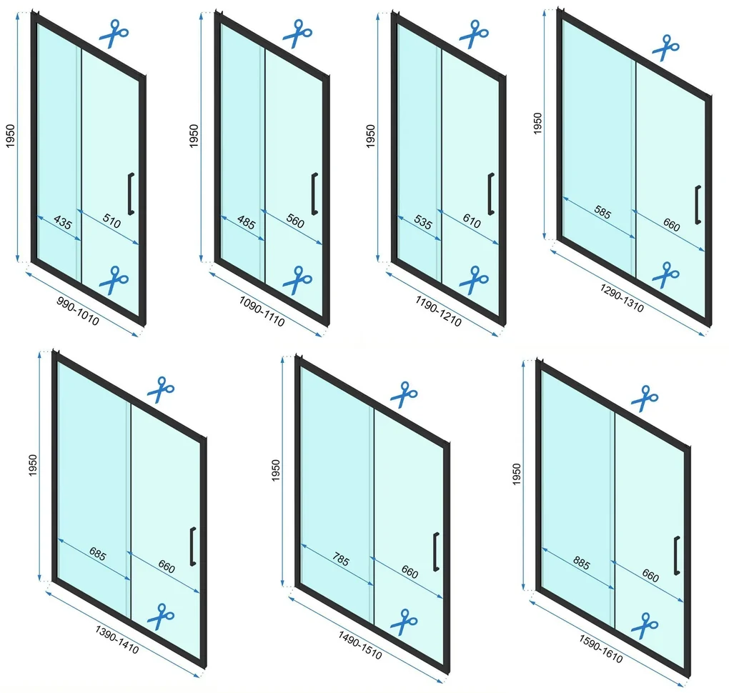 Rea Rapid Slide, 3-stenný sprchovací kút s posuvnými dverami 110(dvere) x 90(stena) x 195 cm, 6mm číre sklo, zlatý matný profil, KPL-04711