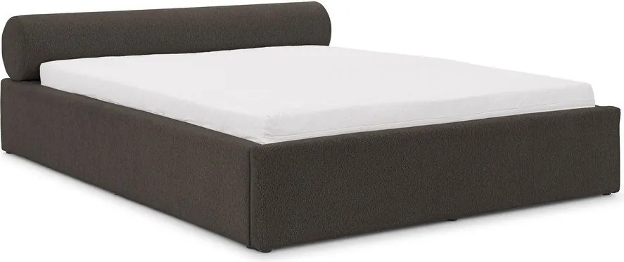 Tmavosivá čalúnená dvojlôžková posteľ s úložným priestorom s roštom 140x200 cm Cille – Ropez