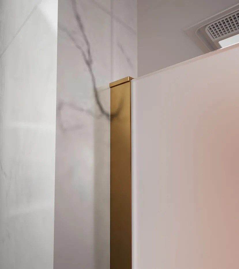 Erga Paris, sprchová zástena Walk-In 100x200 cm, 8mm sklo námraza, zlatý matný profil, ERG-V02-PARIS-100x200-FR-GB