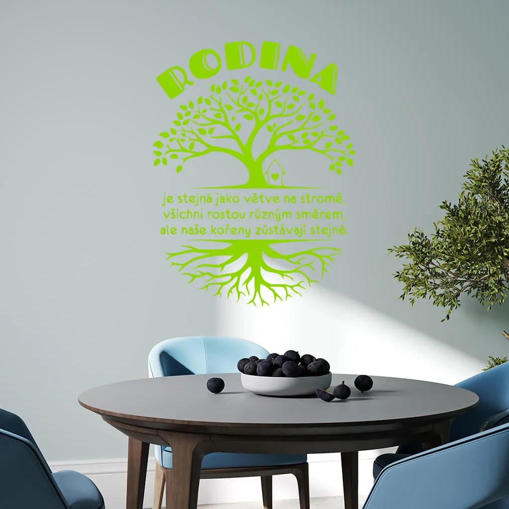 Veselá Stena Samolepka na stenu na stenu Rodina s koreňmi Farba: růžová, Veľkosť: 80 x 60 cm