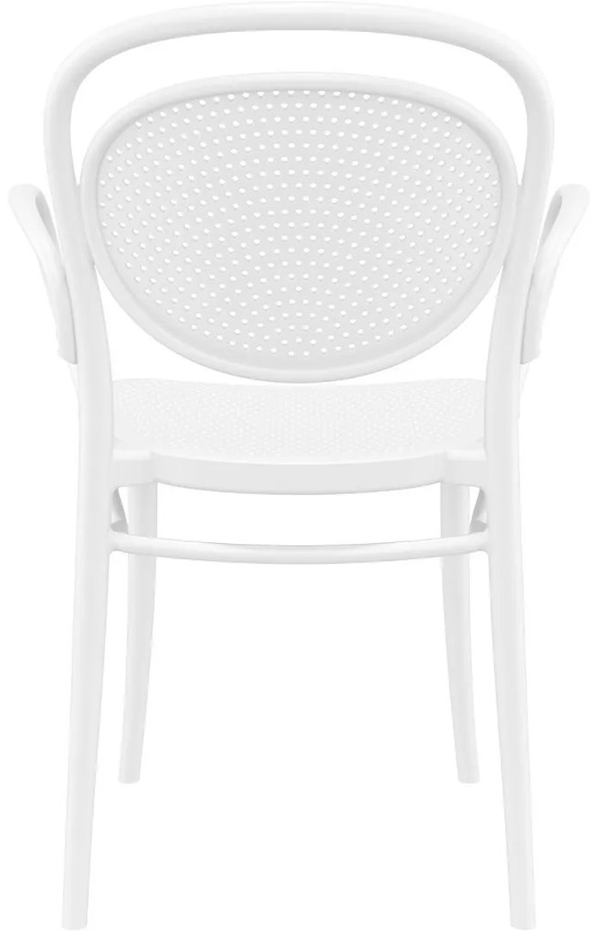MARCEL XL záhradná stolička s podrúčkami white
