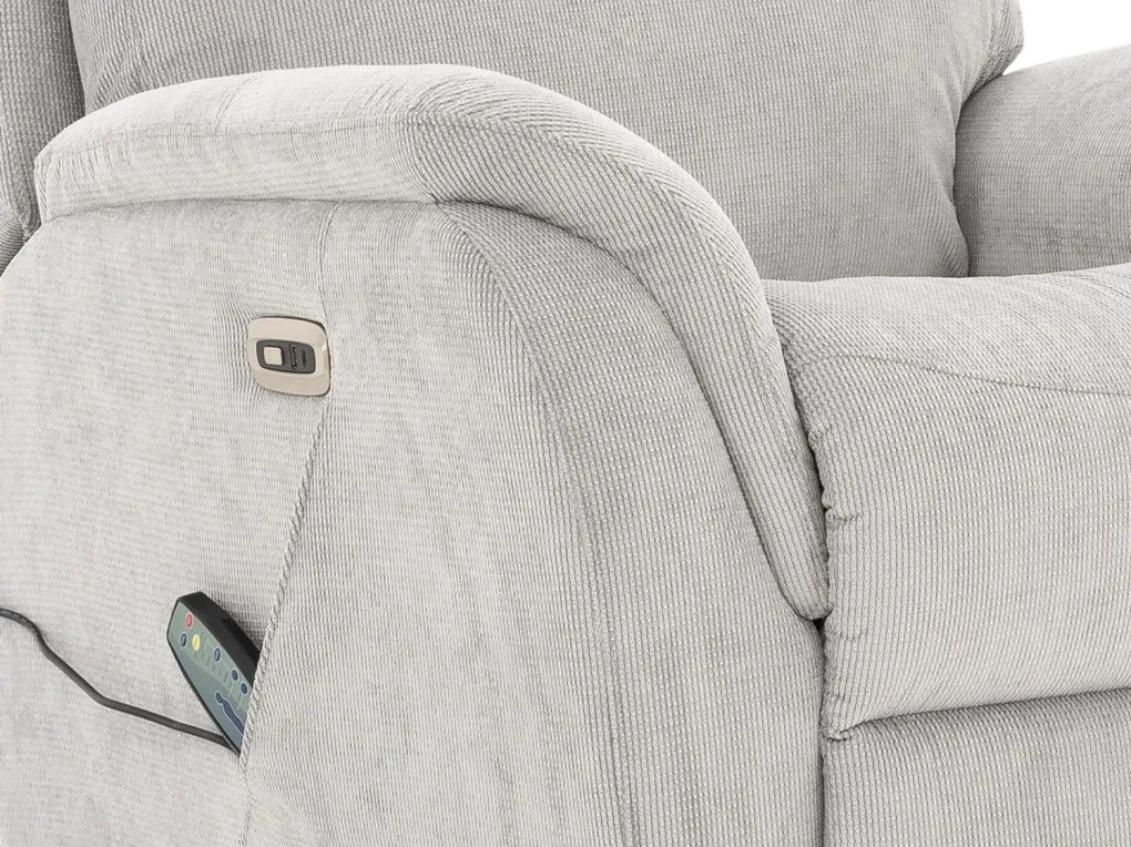 Masážne polohovacie kreslo Duncan, svetlo šedá látka
