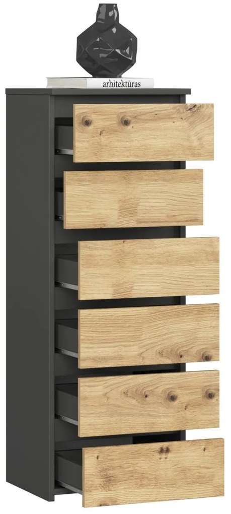 Komoda CL6 40 cm grafitově šedá/dub artisan