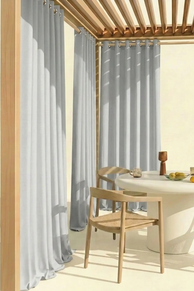 Záves na terasu TARAS GAIA s krúžkami sivý 140x250 cm