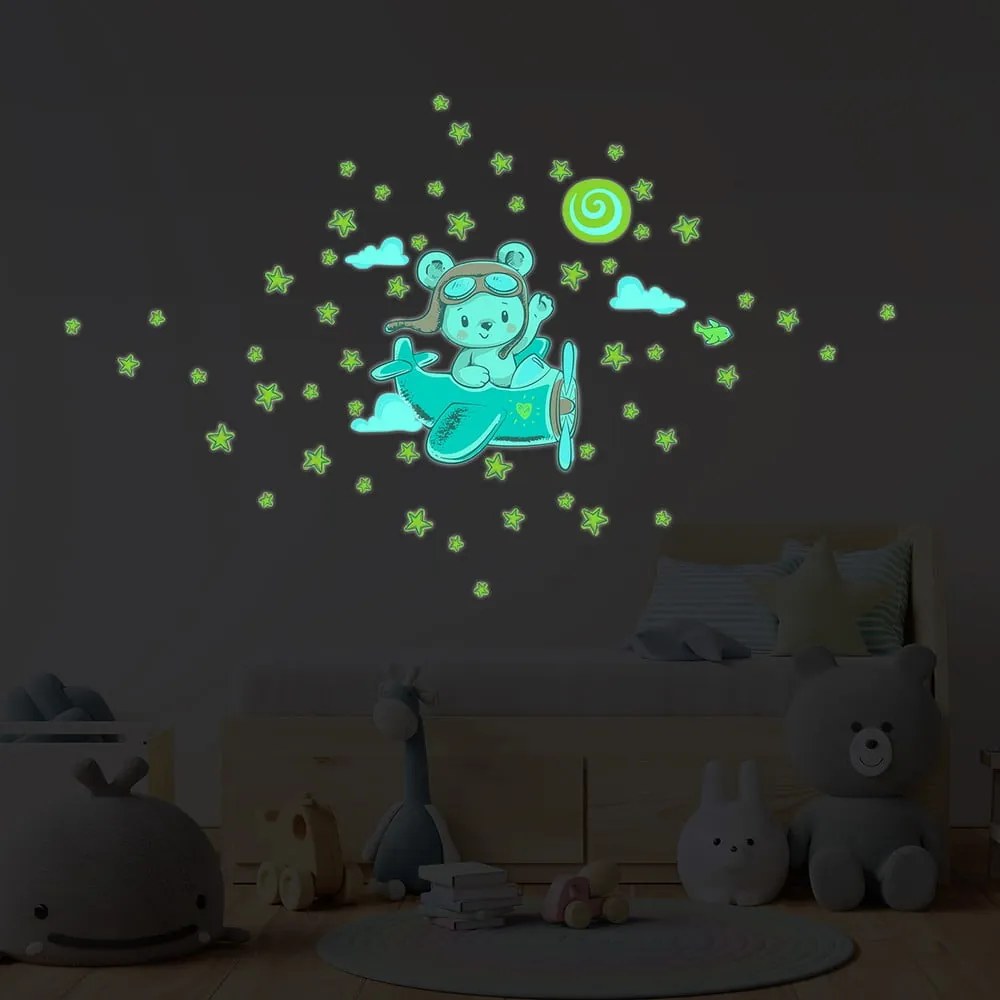 Detská samolepka na stenu 30x25 cm Pilot Bear - Ambiance