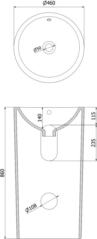 Mexen Nerda, voľne stojace umývadlo 46x44x82 cm, čierna matná, 26084670