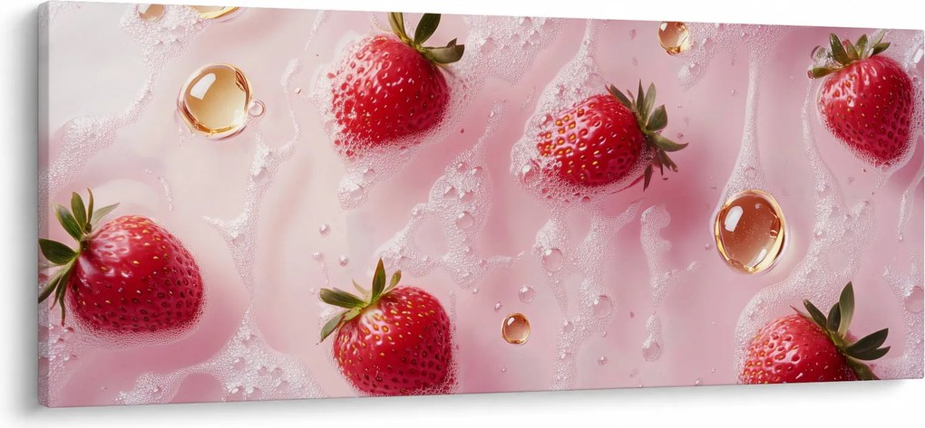 Obraz - Jahody v bublinách (120x50 cm)