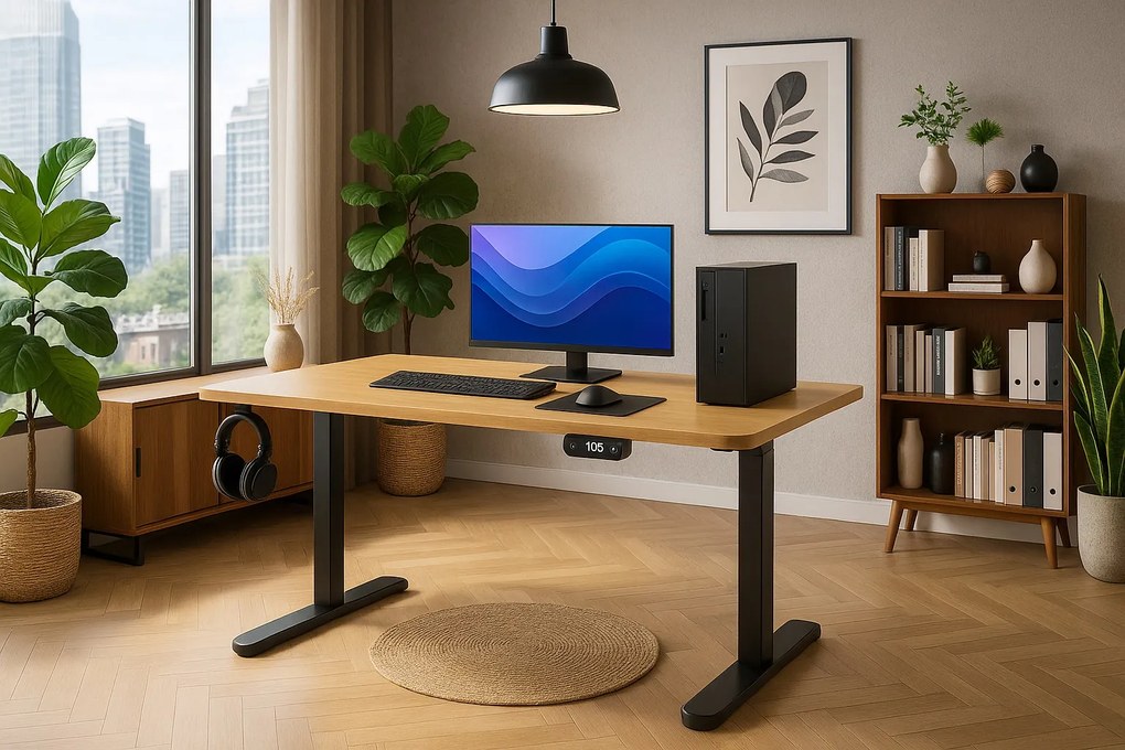 Herný stôl BR01 svetlohnedý s čiernym rámom 120 cm