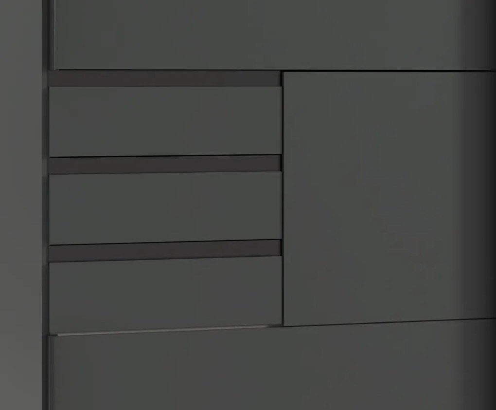 Šatníková skriňa Coburg, 180 cm, grafit/dub artisan